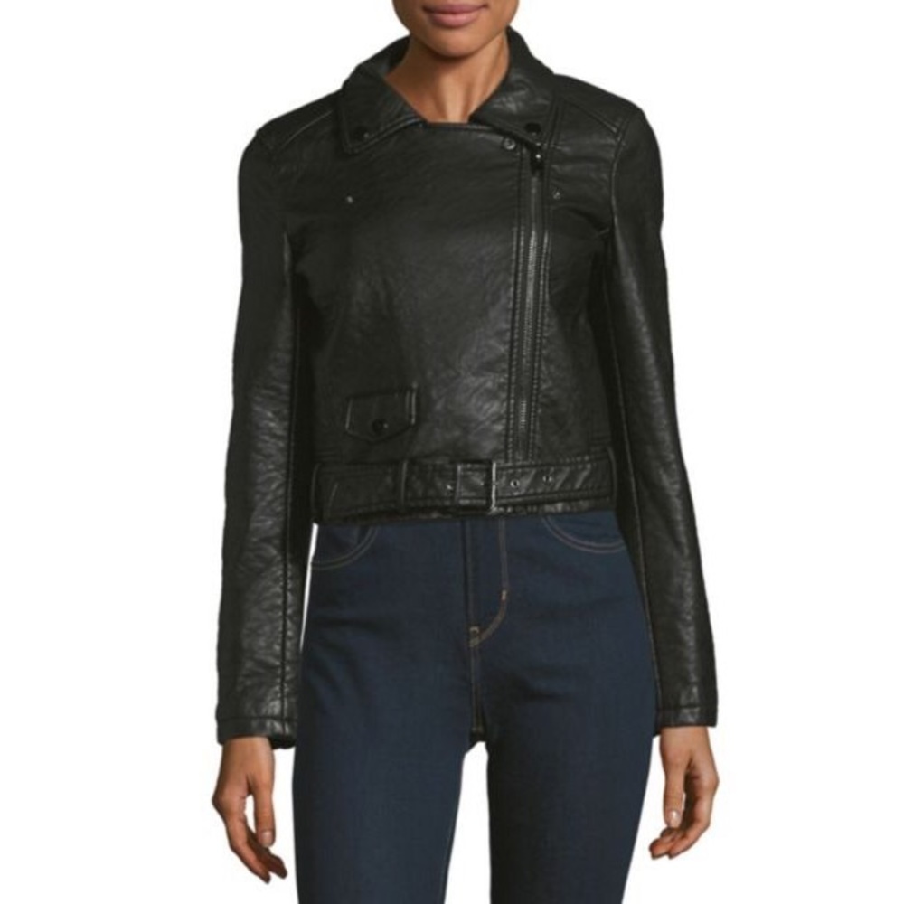 Joe’s Black Vegan Leather Textured Moto Jacket NWT